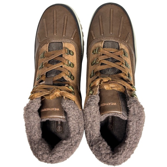 Brand New WEATHERPROOF Mens Landon Brown Suede Leather Laced Winter Boots Size 9 - Picture 4 of 9